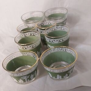 WEDGWOOD HELLENIC GREEK  8 DRINKWARE GLASSES